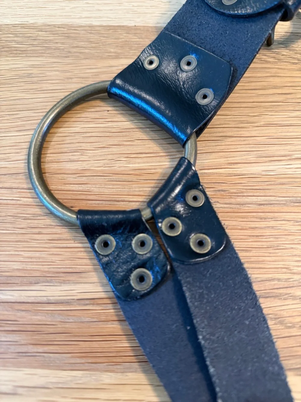 Cabi Chunky Brass & Brown Leather Statement Belt with Rivets. Size M